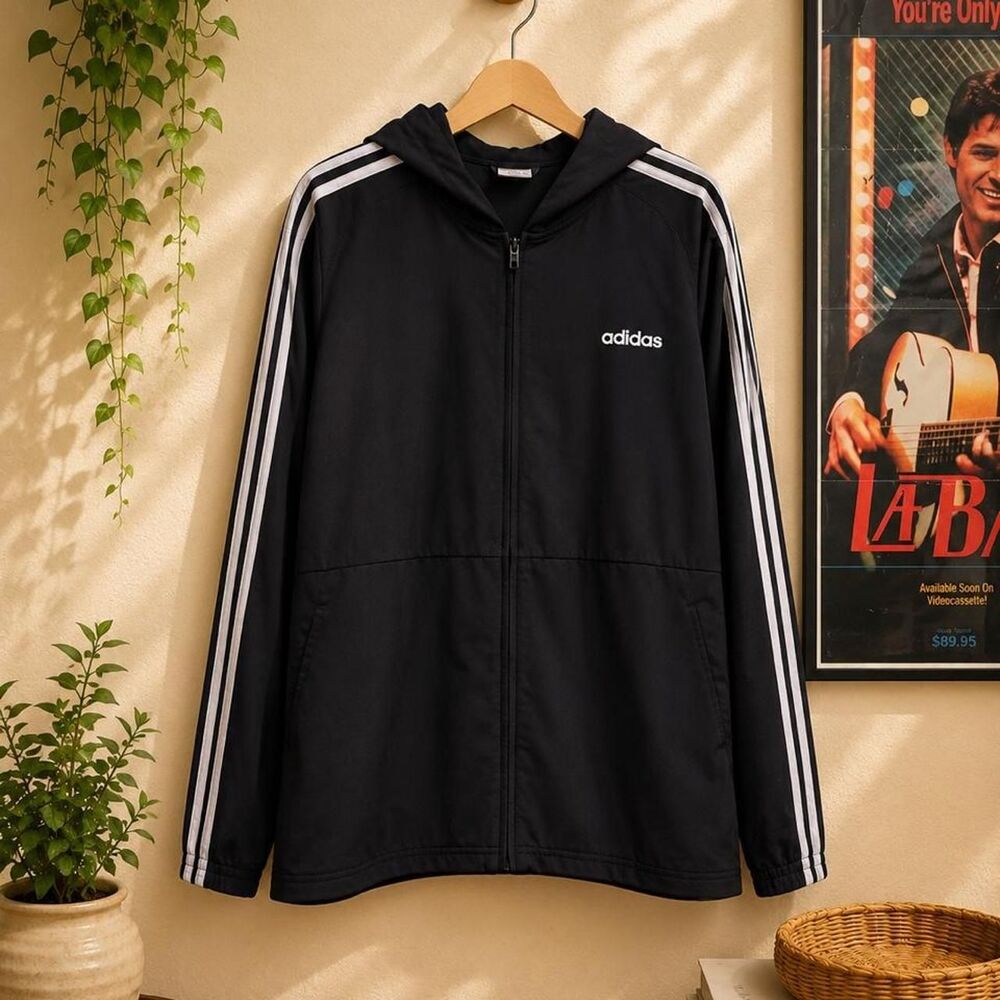 Adidas Men's Black and Navy Jacket